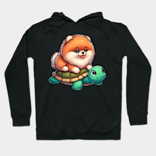 Pomeranian on a turtle ride Hoodie